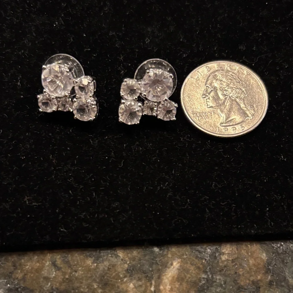 Elegant Silver Crystal Stud Earrings